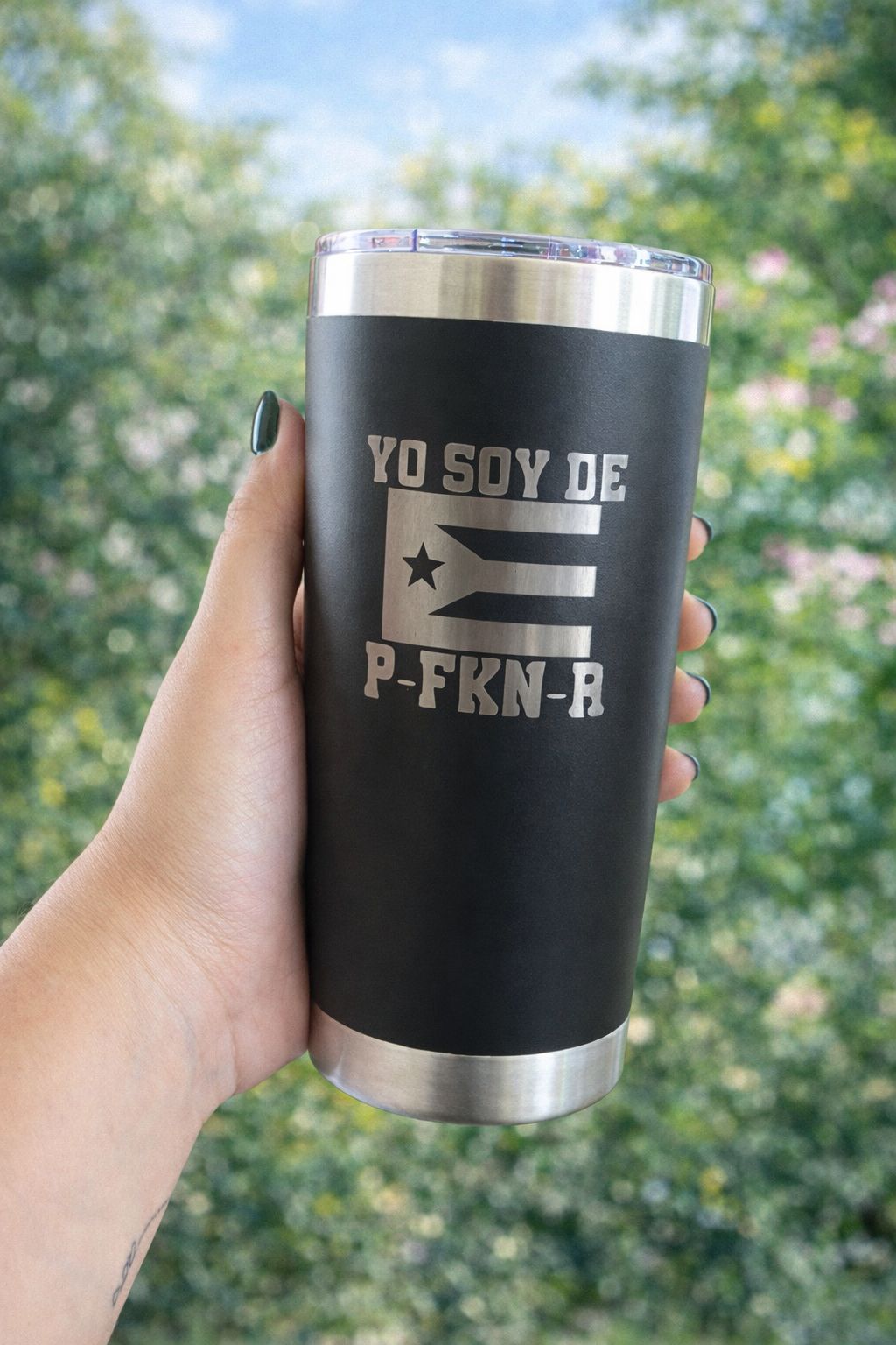 Puerto Rico Flag Laser Engraved 20oz Tumbler | Boricua Stainless Steel Cup