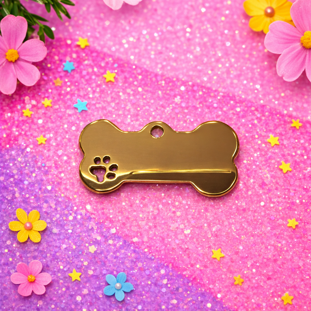 Personalized Bone Pet ID Tag | Metallic Dog & Cat Name Tag | Malias By Ilo