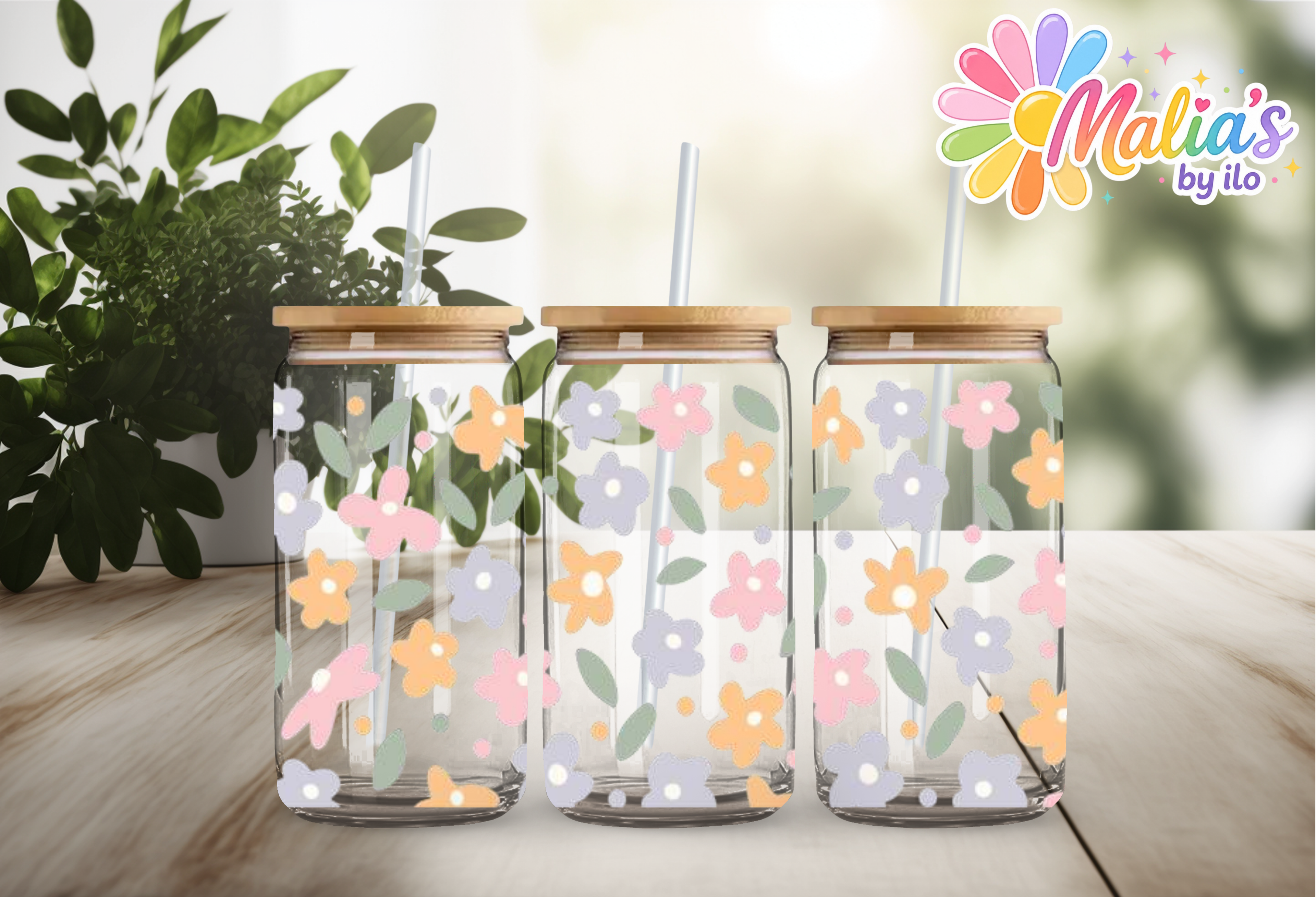 UV DTF Wrap 16oz Pastel flower| Transfer Ready to Apply
