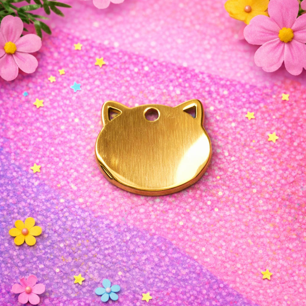 Custom Cat Face ID Tag | Personalized Pet Name Tag