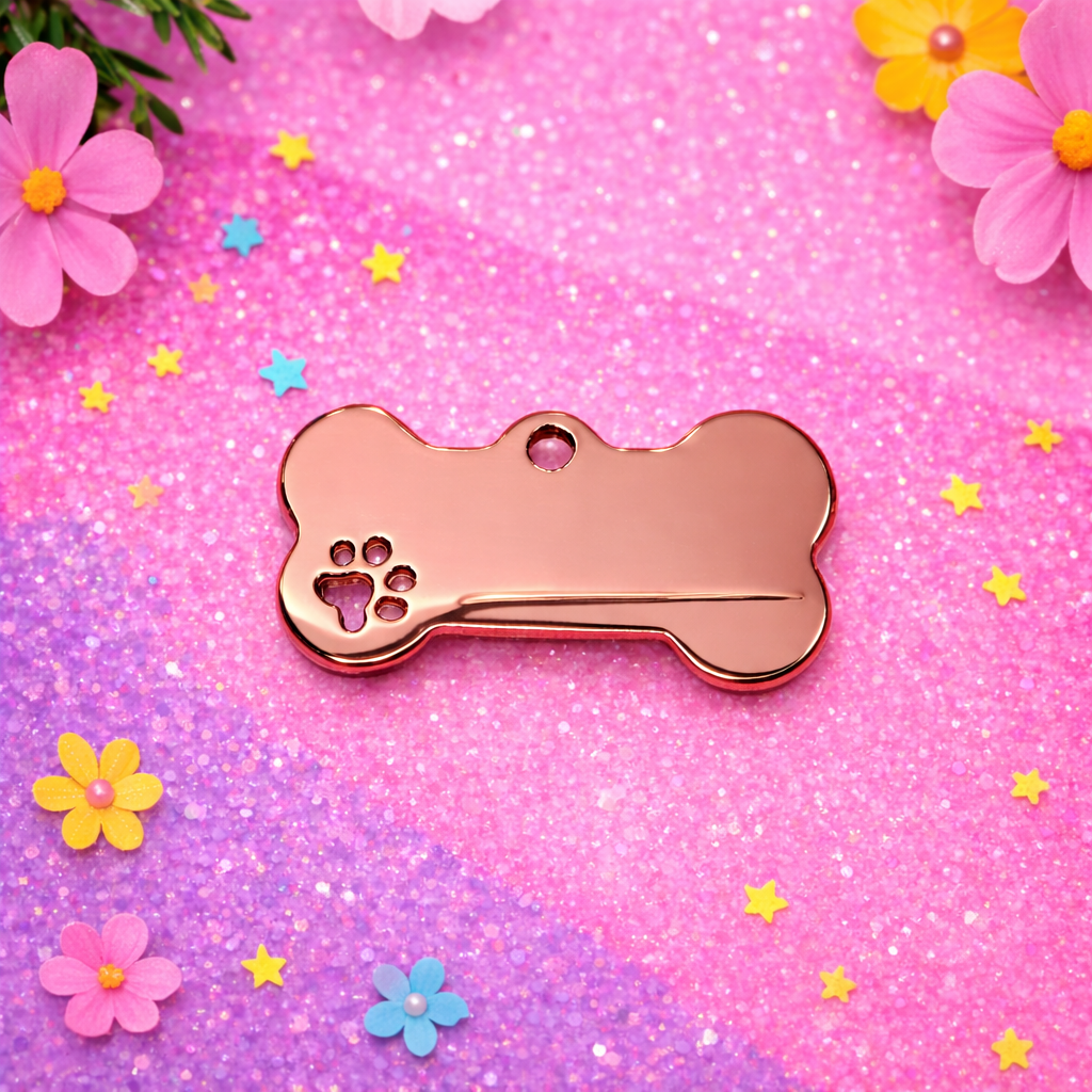 Personalized Bone Pet ID Tag | Metallic Dog & Cat Name Tag | Malias By Ilo