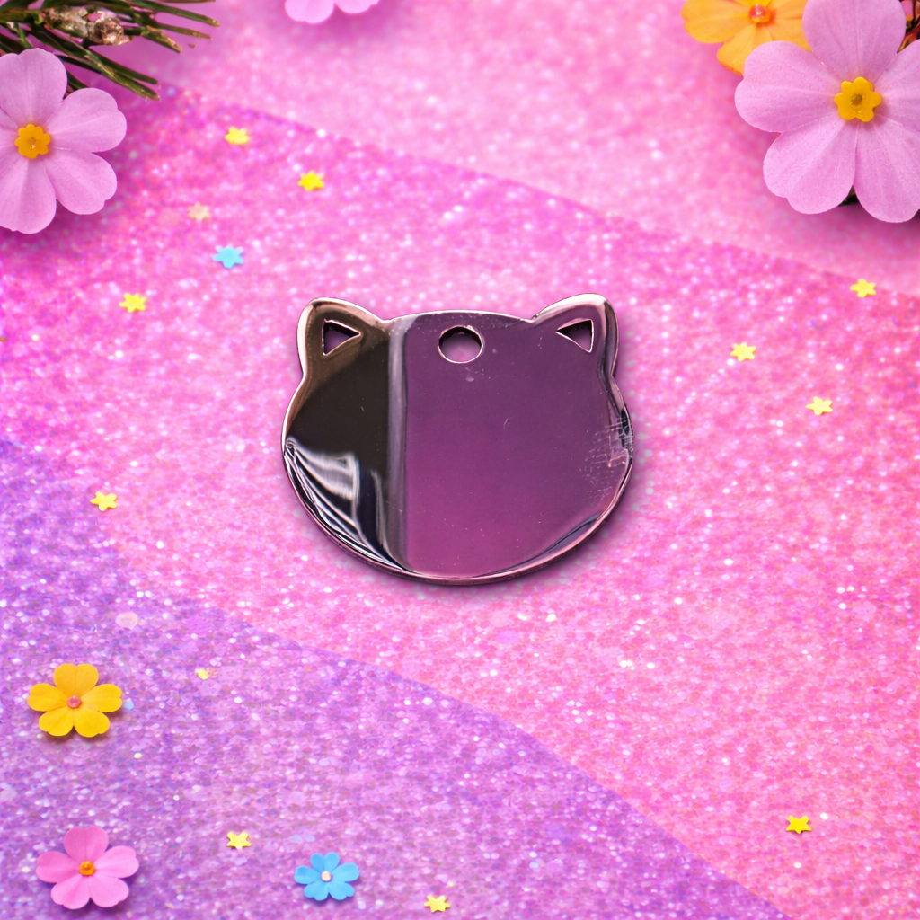 Custom Cat Face ID Tag | Personalized Pet Name Tag