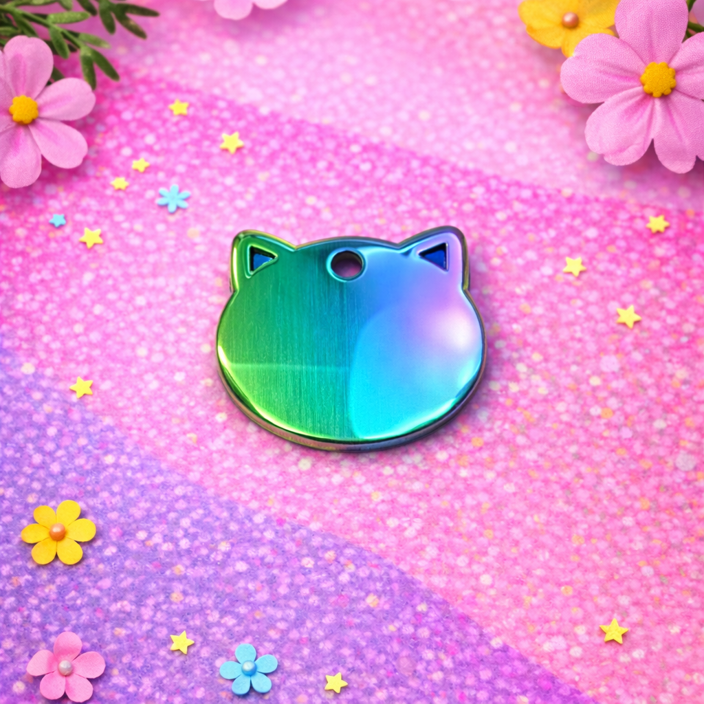 Custom Cat Face ID Tag | Personalized Pet Name Tag