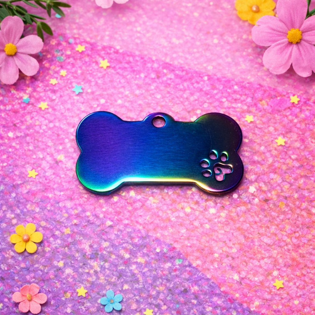 Personalized Bone Pet ID Tag | Metallic Dog & Cat Name Tag | Malias By Ilo